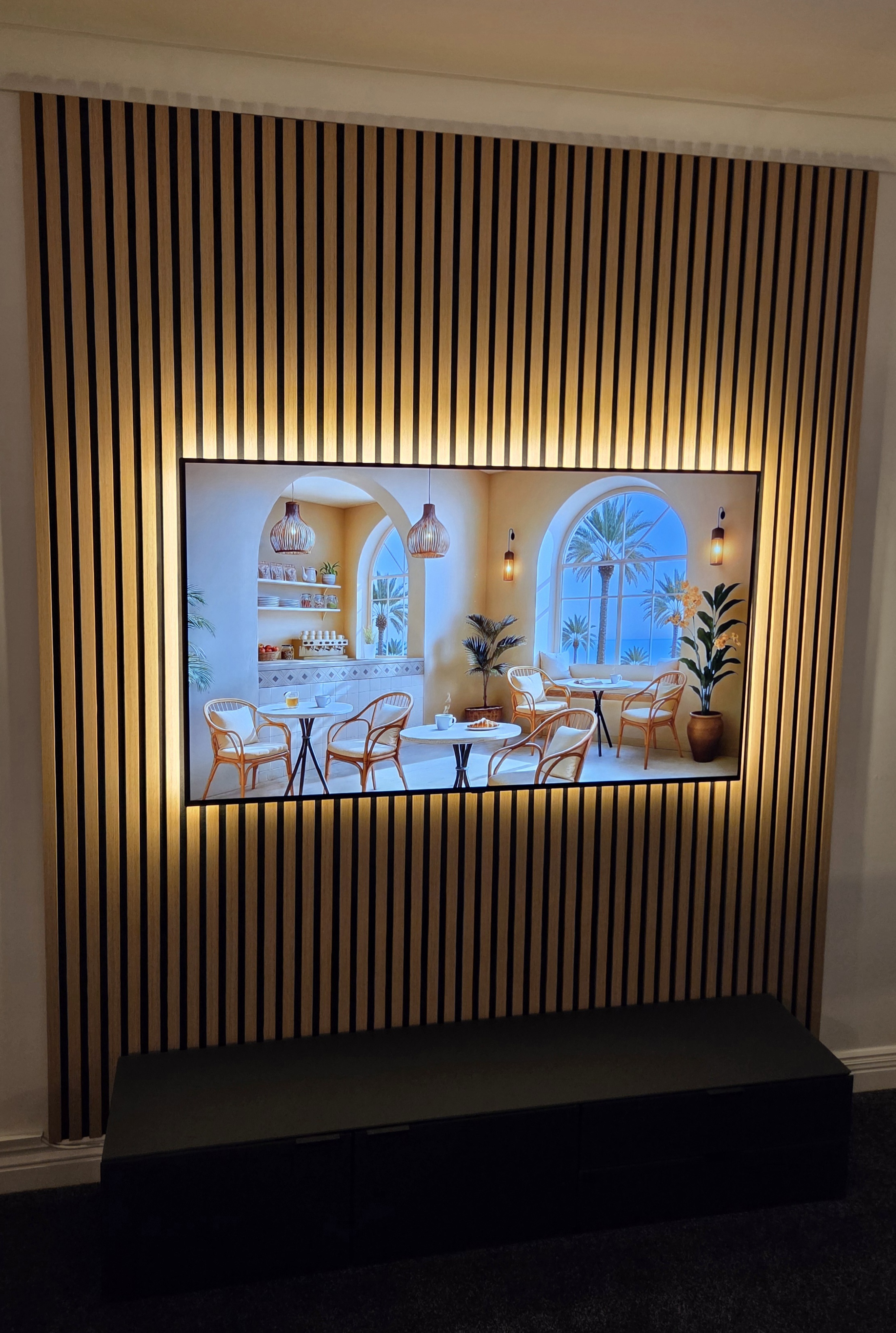 Bespoke wall panelling with TV installation